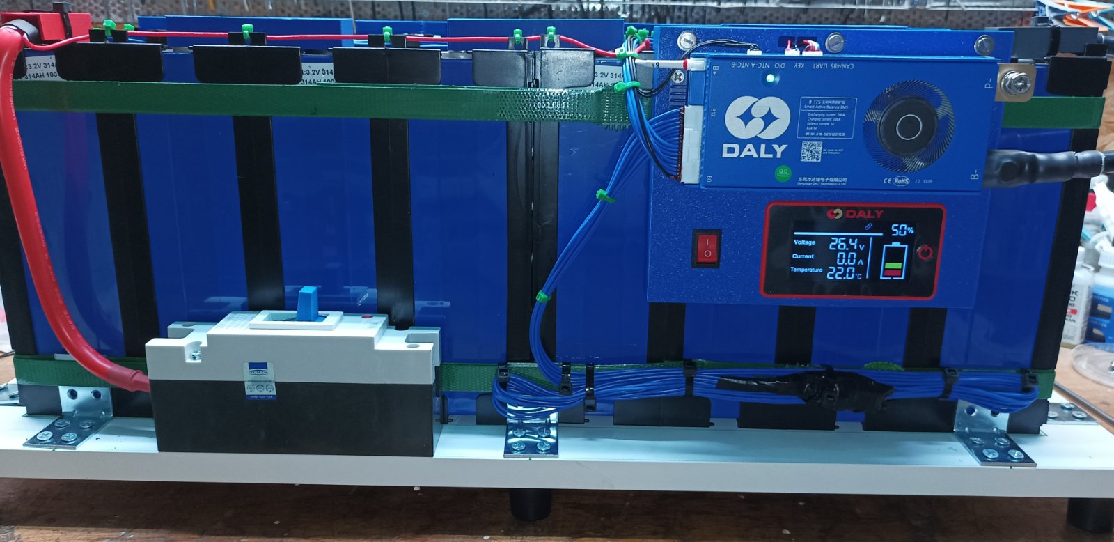 Custom LiFePO₄ battery bank with programmable BMS