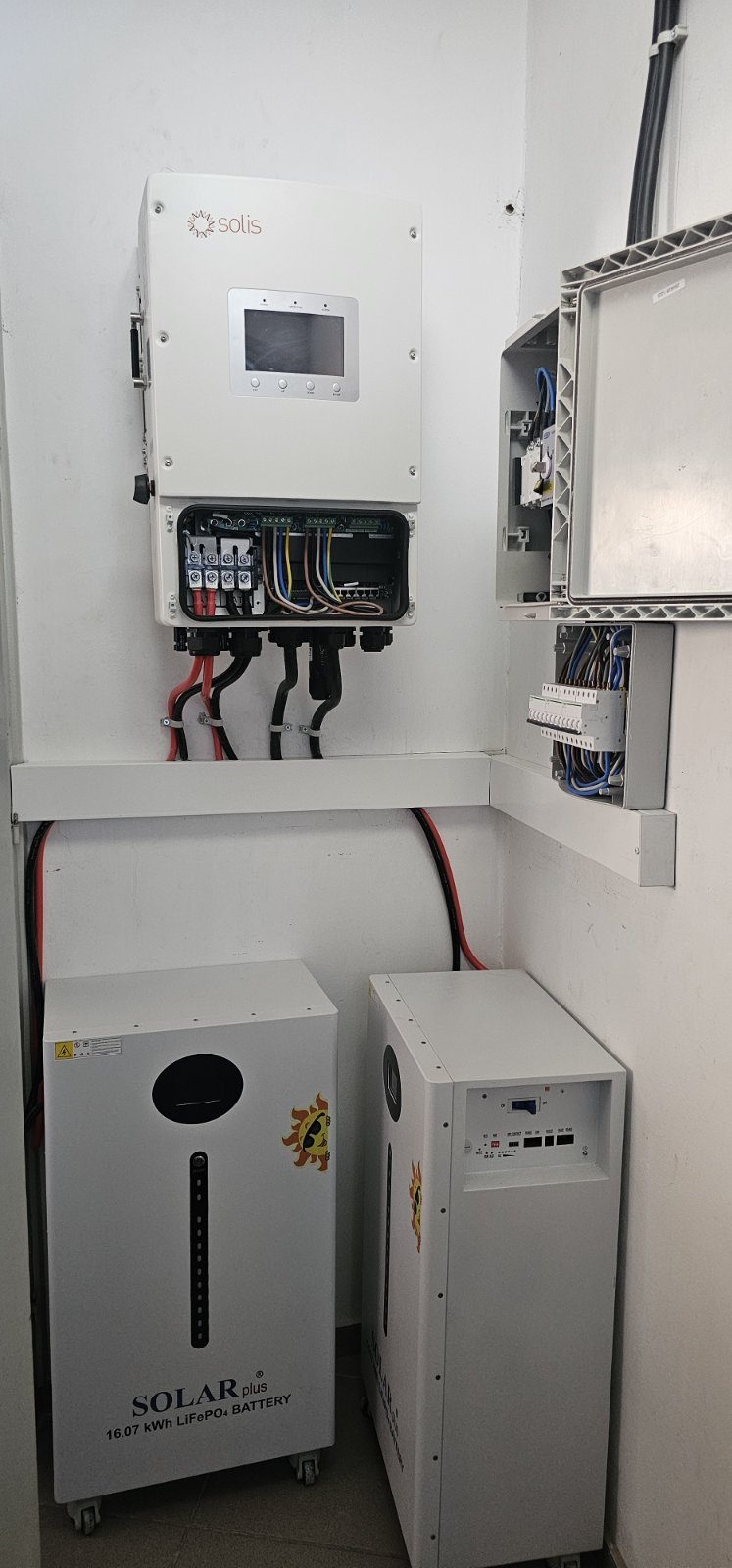 Complete off-grid power room with inverter and lithium storage